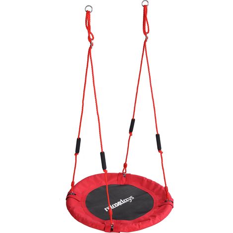 Relaxdays Altalena a nido Ø 80 cm, impugnature in schiuma, regolabile, per bambini, esterno, fino a 100 kg, rossa
