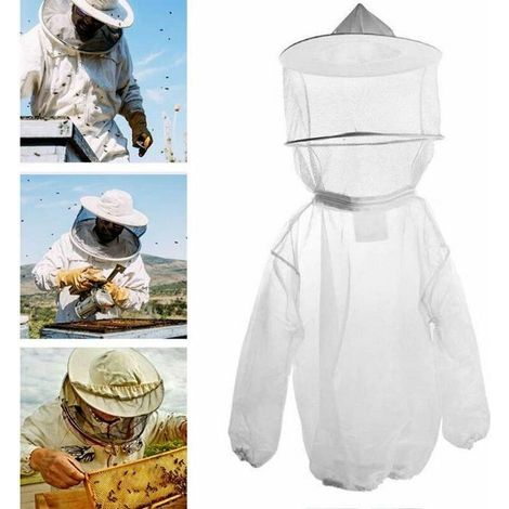 Apicole Costume Équipement de Protection Apiculture Blouse Costume Équipement de Protection Professionnel Apiculture Outil (Blanc) (1/4)