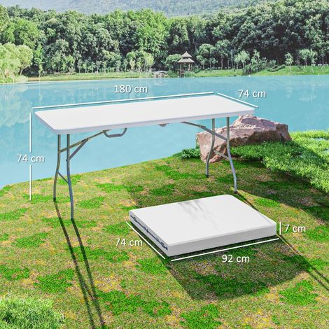 Table pliante, table de camping pliable, métal, plastique, table de pique-nique, blanche