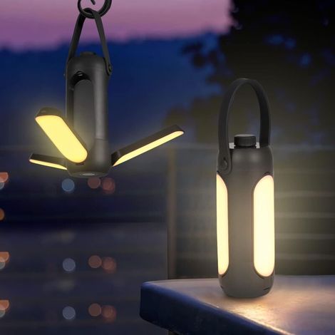 LED Camping Lanterne 10000 mAh, Lampe Camping Multifonctionnelle, 800 lumens,3 modes d'éclairage,pour tentes, pêche, randonnée d'urgence (Dark grey) (1/5)