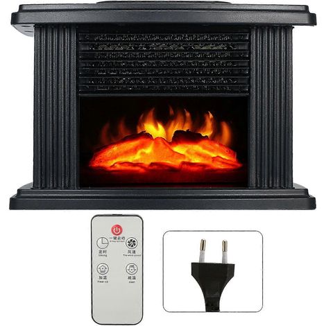 Mini cheminée électrique avec effet flamme chauffage efficace et silencieux poêle-cheminée portable avec télécommande prise UE 220 V (1/4)