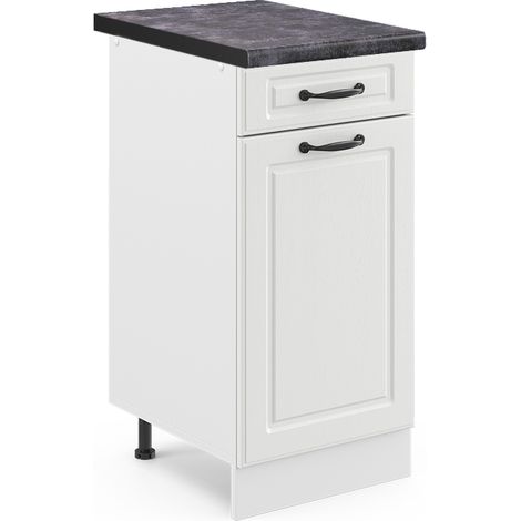 Küchenunterschrank R-Line, Weiß Landhaus, 40 cm , AP Anthrazit, Vicco
