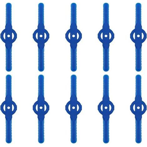 Plastic Trimmer Blade, 10pcs Plastic Cutter Blades Replace For Cordless Grass Trimmer Tool Set, Plastic Lawn Mower Cutting Blades Replacement (Blue) (1/5)