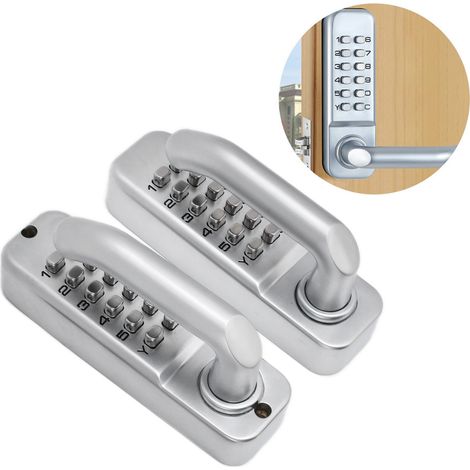 Cadenas à combinaison mécanique à double poignée pour portails en fer forgé, clôtures et portes en bois un mot de passe est requis pour entrer et sortir. (1/5)