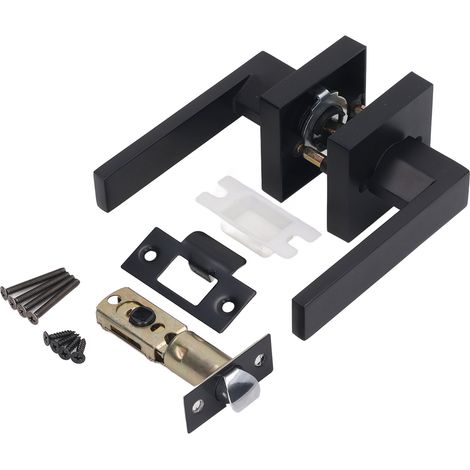 Poignée de porte intérieure, ensemble de poignées pour portes de passage, métal noir, décoration pour épaisseur 35-50 mm (1/5)