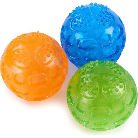 Pelota chirriante indestructible para perros, juego de 3 pelotas para perros, pelota chirriante para perros grandes y pequeños, pelota flotante para perros (naranja, azul, verde), 8 cm (1/5)