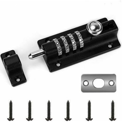 Verrou de Porte à Code, 4 roues recodables Verrouillage Portail Résistant à l'eau Combinaison sans Clé Serrure avec vis unidirectionnelles haute sécurité pour hangars/granges (1/5)