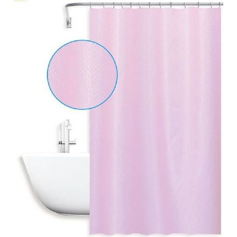 Trade Shop - Cortina De Baño Impermeable Antimoho 240x180cm Anillas Rosa Textura Diamante 59824 - (1/2)