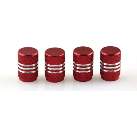 5 pcs bouchons de valve de pneu, aluminium, rouge, étanchéité contre la saleté et la pluie, universel pour voiture vélo moto camion (1/5)