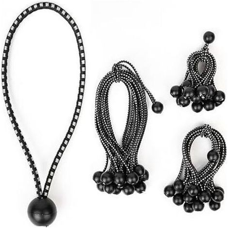 Tendeur élastique 45 pièces, tendeur de bâche, tendeur avec boule, élastique pour bâche, tentes, fixation de bâche de camping pour de nombreuses applications extérieures (10/15/22 cm) (1/5)