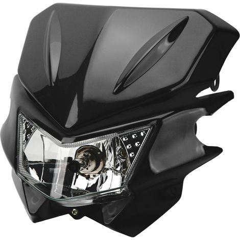 H4 Motorradscheinwerfer mit wasserdichter LED und Tagfahrlicht (DRL) für KLX 110 125 150 230 250 300 450R CRF WRF DC12V Schwarz (1/5)