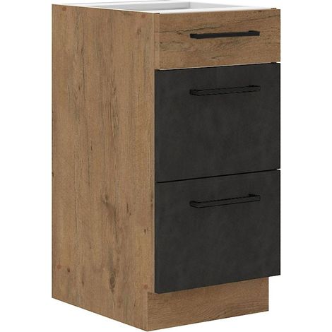 Vigo Unterschrank 40 cm Eiche Lancelot Matera Grau Küchenzeile Soft-Close Küche (1/4)