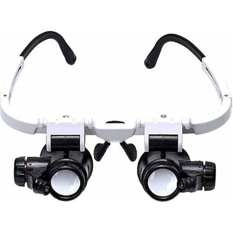 Lunette Loupe  - 2 Lumières LED - Loupe Binoculaire - Lampe Loupe Grossissante pour Horloger, Lecture, Bijoutier, Couture - 8X-15X-23X