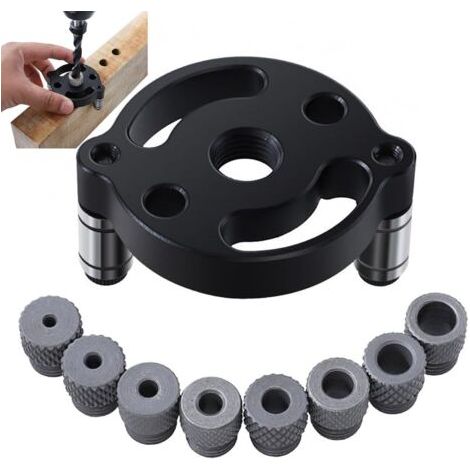 Sollbry Gabarit De Percage Set 3/4/5/6/7/8/9/10 mm Guide de Percage Cheville Bois Guide Percage Charniere Kit de Perforateur Bagues de Forage Positionnement de Perforateur (1/5)