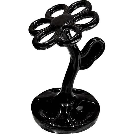 Estante organizador con forma de flor, organizador de baño para cosméticos, joyas y cepillos de dientes, color negro.