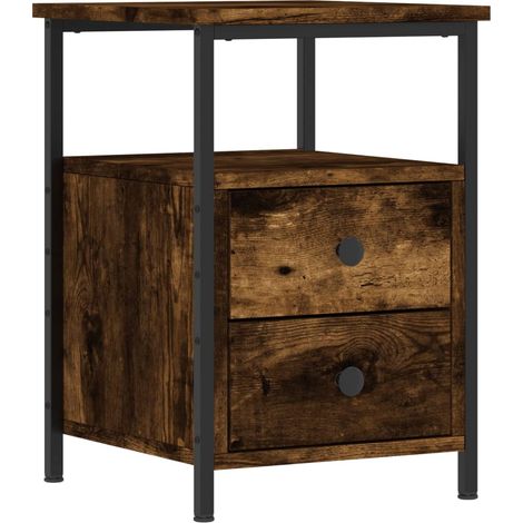 vidaXL Nachttisch aus rauchigem Eichenholz 34x35,5x50 cm aus Ingenieuholz