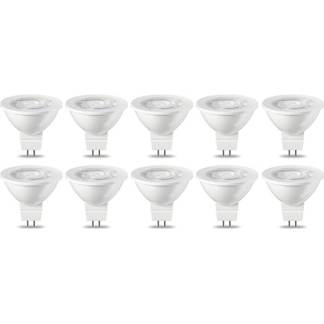 Basics 10er-Pack LED-Spot-Leuchtmittel, GU5.3 MR16, 5 W (entspricht 35 W), warmweiß, nicht dimmbar [Energieklasse G]