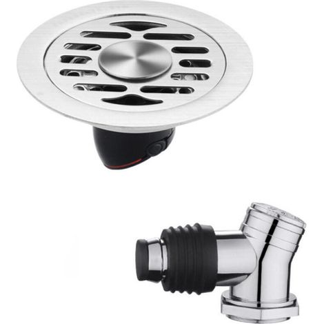Siphon de sol rond en acier inoxydable, isolation des odeurs, adapté à la protection du siphon de sol de douche, cuisine, 9,5 cm. (1/5)