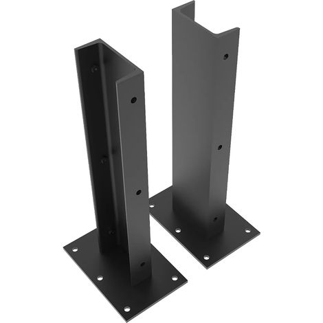 Lot de 2 inserts pour poteaux de carport à fixer au sol - acier galvanisé - H60 cm - ALUVIO