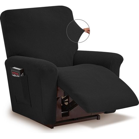 Housse de Fauteuil Relax 1 Place Extensible avec Accoudoirs – Protège-Fauteuil Universel Élastique, Anti-Taches