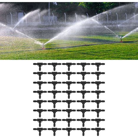 40 pièces/vente de raccords en T capillaires 8/12 pour l'arrosage domestique, l'irrigation de jardin et autres applications. Raccord en T capillaire 8/12 avec embout cannelé. (1/5)