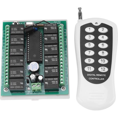 Relais 12V DC 12 Canaux Interrupteur Sans Fil RF Télécommande Émetteur et Récepteur (1/5)