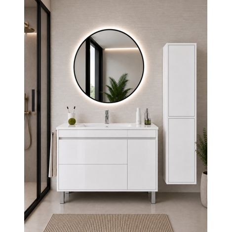 Mueble de baño con lavabo ORIGENBATH CAPRERA sin espejo 70x45 cm blanco con columna (1/5)