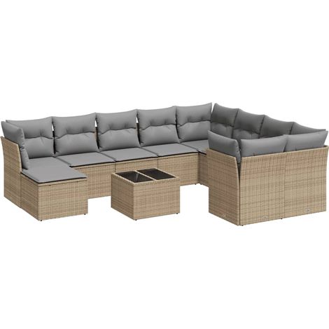 Maison Exclusive - Set de sofás de jardín 11pzas con cojines ratá (1/5)