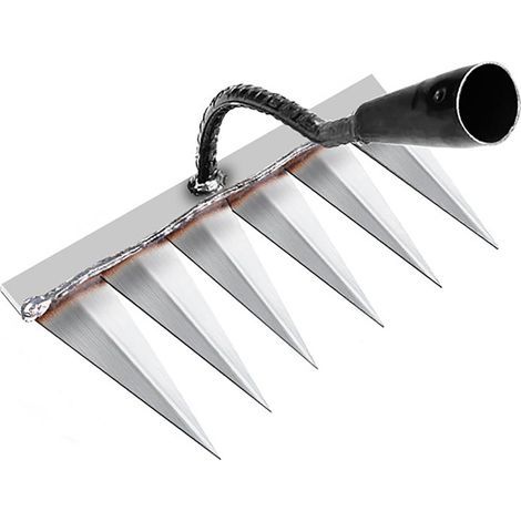 Râteau de jardin, outils de jardinage, râteau de désherbage outils de jardinage, râteau à gazon aérateur manuel 6 dents en acier, houe de jardin pour désherber/ameublir/semer (sans bâton) (1/5)