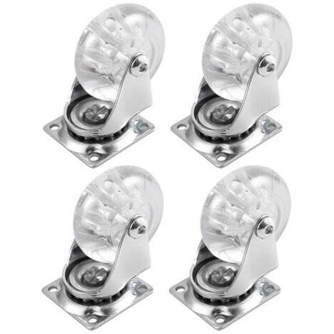 Ede Lot de 4 roulettes pivotantes pour meubles, roulettes robustes de 5 cm, roulettes pivotantes en polyuréthane transparent avec plaque 360 degrés pour armoire, pouf et banc (1/4)