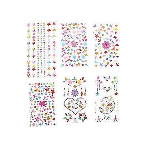 6 Bögen temporäre Strass-Tattoos für Augen, Gesicht und Körper (1/3)