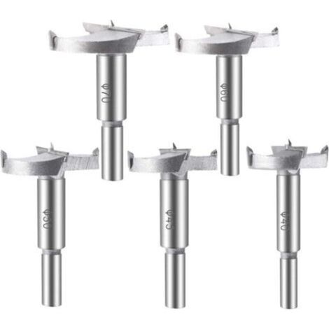 Forets à bois carbure 5 pièces (40/45/50/60/70 mm) – Lot complet pour perçage précis dans bois, contreplaqué et plastique (1/4)