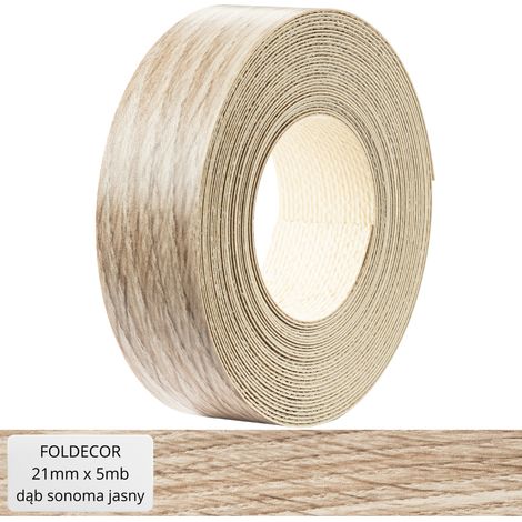 Canto de muebles de melamina color roble claro Sonoma con adhesivo termofusible de 21 mm (5 m) (1/5)