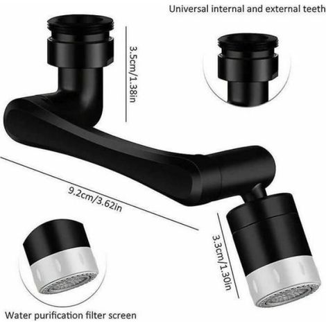 Aérateur de robinet - - Pivotant 1080+360° - Cuivre - Économie d'eau - Noir (1/4)