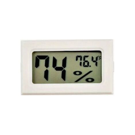 Mini termómetro e higrómetro digital blanco para controlar la temperatura y la humedad interiores - Pantalla en grados Fahrenheit (℉)