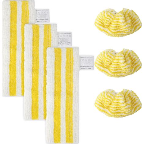 6 Pièces Lingettes de Rechange en Microfibre pour Kärcher Easyfix SC1, SC2, SC3, SC4, SC5, 3 Chiffons pour Suceur de Sol et 3 Chiffons, Lingette Vapeur pour Tous Types de Sols
