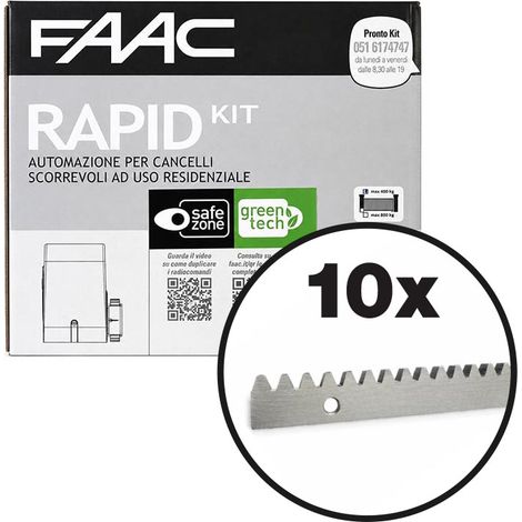 FAAC C720 RAPID KIT 400 kg verzinktes Regal Automatisierung von Schiebetoren - METRI CREMAGLIERA: 10 METRI