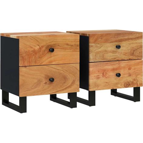 Bedside Cabinets 2 pcs 40x33x46 cm Solid Wood Acacia vidaXL (1/5)
