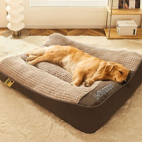 Lit orthopédique pour chien de grande taille, coussin doux lavable avec bord surélevé, dessous antidérapant, canapé confortable (marron, taille 3XL) (1/5)