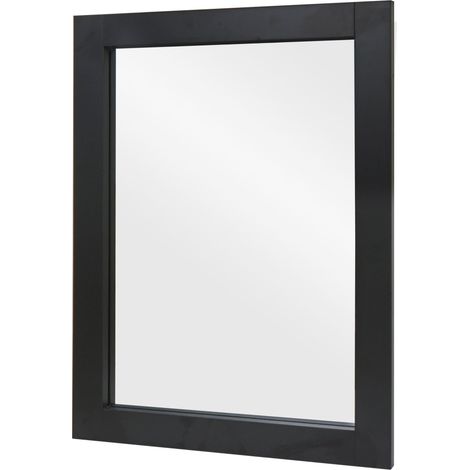 Miroir mural de salle de bain 72 x 52 cm en MDF noir 040007887