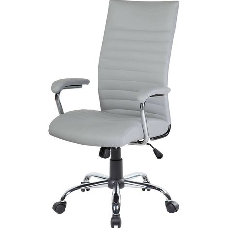 Dmora - Chaise de bureau Ddim, Fauteuil présidentiel avec accoudoirs, Chaise de bureau ergonomique, 63x65h108/118 cm, Gris (1/3)