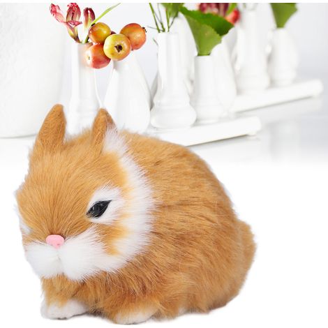 Lapin artisanal réaliste, décoration de bureau lapin, figurine de lapin mignonne, orange (1/5)