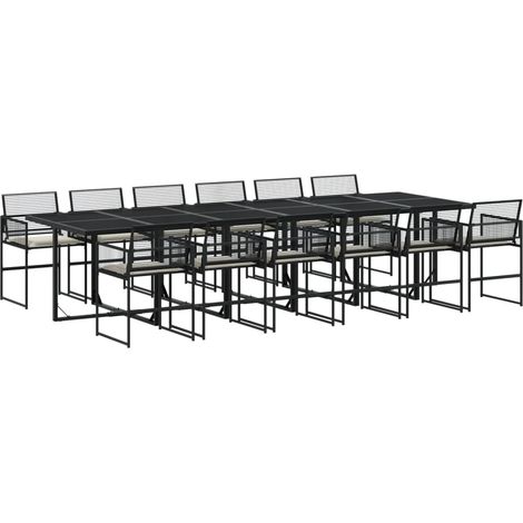 vidaXL Set da Pranzo da Giardino 13pz con Cuscini Nero in Polyrattan (1/5)