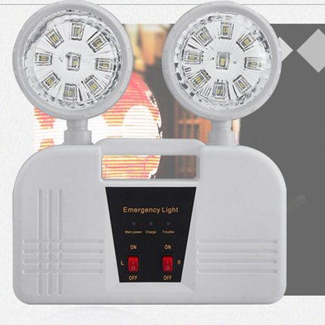 Notlampe 1800 mAh, 2 Leuchten, automatische Aktivierung, wasserdicht, feuerfest, Kunststoff, für Büro oder Zuhause, EU-Stecker (1/5)