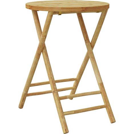 Table de jardin Table d'extérieur pliable Ø55x75 cm bambou (1/5)