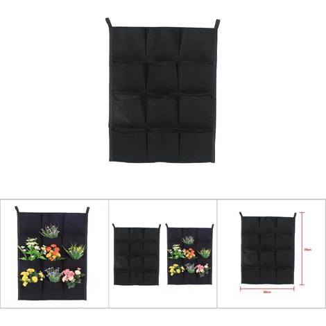 Macetero vertical de fieltro – 12 bolsillos – 78 x 60 cm – Bolsas de cultivo para montaje en pared (1/4)
