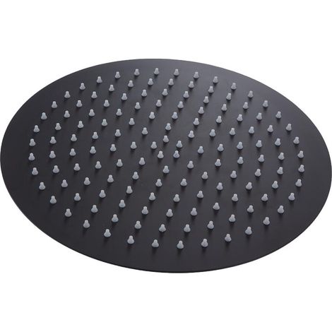 Milano Nero 300mm Round Rainfall Shower Head - Black (1/3)