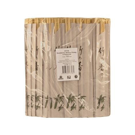 Bambus-Essstäbchen in Papierverpackung, 100 Paar – Jade Temple