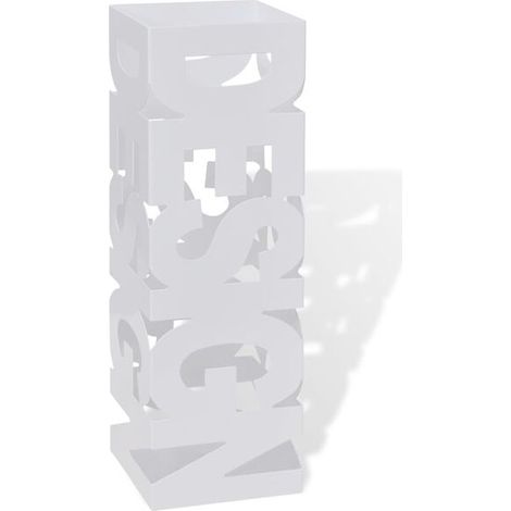 Porte-parapluies carré avec espace de rangement, acier blanc, 48,5 cm (1/5)