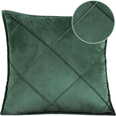 Cushion cover, filling cushion 45x45 cm - dark green - velvet fabric (1/4)